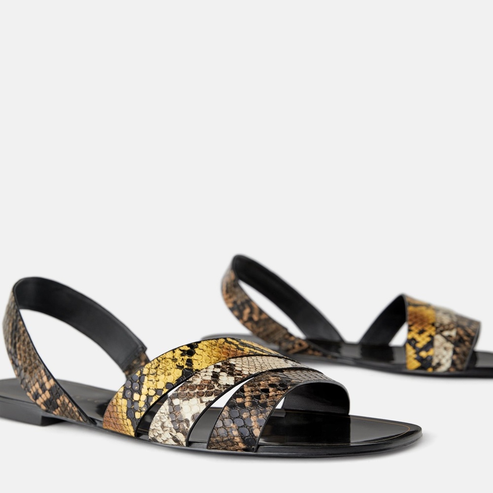 Zara Low Heeled Animal Print Slide Sandal US 7.5 / EU 38 NWT
